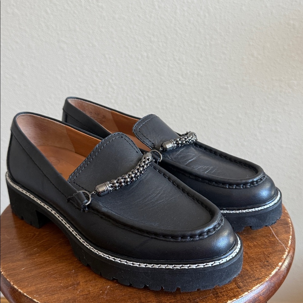 Sarto Black Leather Loafers - Picture 3 of 11